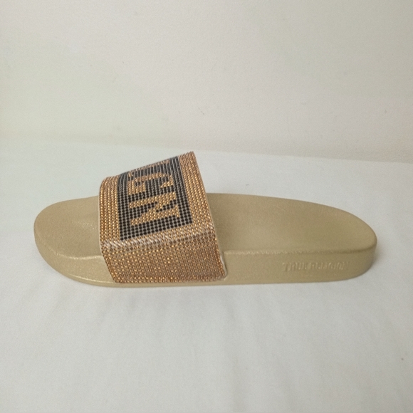 True Religion Gold And Black Blinging Jasmin Slides US 9 - Picture 12 of 16